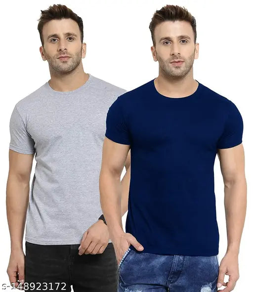 Solid cotton crew neck t-shirt for men, pair with jeans, made in India (Size S, L, XL, XXL)