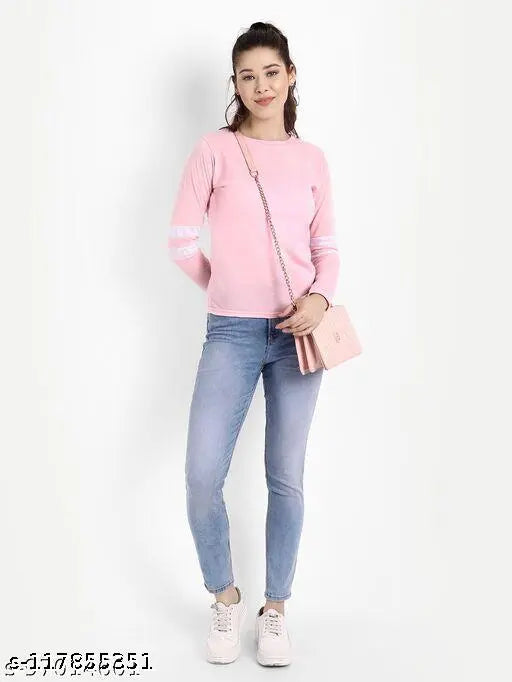 Sky Magic women's cotton-blend long sleeves solid tee, perfect for everyday style and various occasions