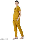 Cotton night suit set for women, solid pattern, short sleeves by Sevnix - Made in India