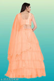 Silk blend ruffle girls lehenga cholis in net fabric, embroidered and semi-stitched for festive/wedding wear, Indian origin