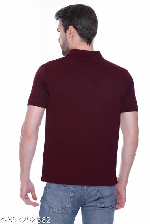 Men's solid polycotton short-sleeved polo T-shirts in sizes L, XL, XXL for casual wear. Soft, breathable, heavy GSM fabric from India