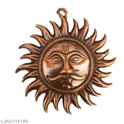 Copper Made Vastu Sun Idol Surya Narayan for home protection, 15cmx15cm, place in right direction on Sundays or north for wealth and study improvement, origin India