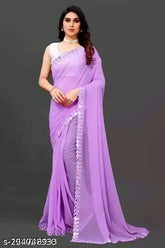 New Georgette cut-work saree with Banarasi silk blouse, solid pattern, Indian party wear