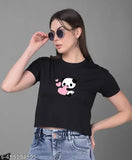 Trendy cotton blend crop t-shirts 4 PS combo combo in white, black, masterd, lavender for party and casual use