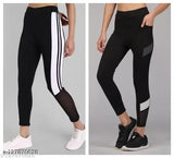 Striped modal jegging for women, stylish and comfortable gym & casual wear. Sizes: 24-44 (waist 28-44, hip 30-44, length 35in). Made in India