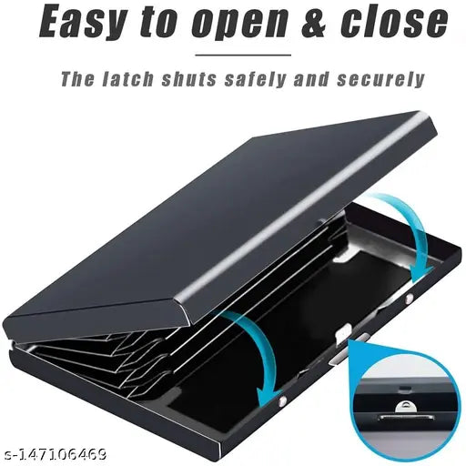 Stainless steel men's wallet with anti-RFID card holder, waterproof poet case. Sleek, stylish, and sturdy design. Holds 7 cards or 6 cards + 3 folded bills. Perfect for daily use, business, travel, and shopping. Made in India