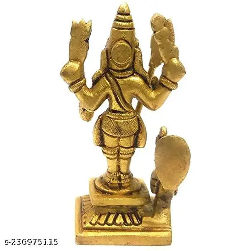 Antique brass Murugan statue (76 cm height), intricately crafted with peacock idol and Vel, authentic Indian God figurine for spirituality and positivity