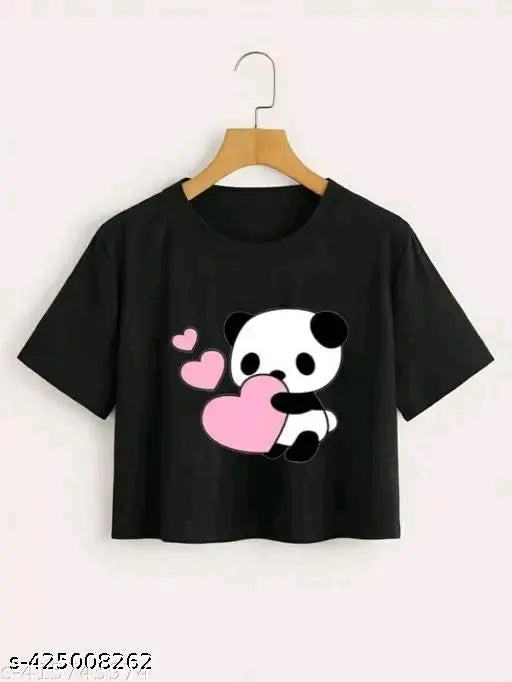 Cotton blend printed tendy crop top & t-shirt for girls and women, versatile wardrobe essential with denim jeans and sneakers