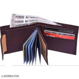 Premium brown PU leather mens wallet, slim design with 2 compartments, ideal for daily use and storage of cards, coins, and cash