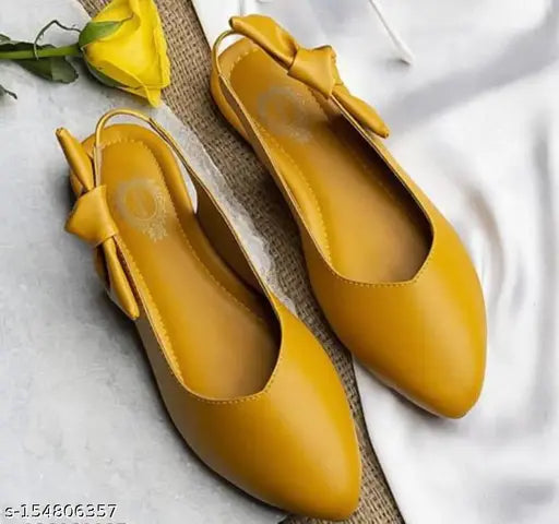 Synthetic ballerina flats - Women's Point Bow Bellie in various sizes, solid design on display
