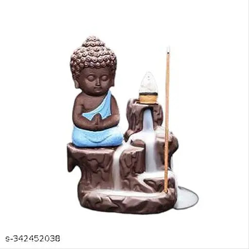 Resin Buddha Backflow Smoke Fountain with 101 Pcs Cone Incense, handcrafted in India for special occasions