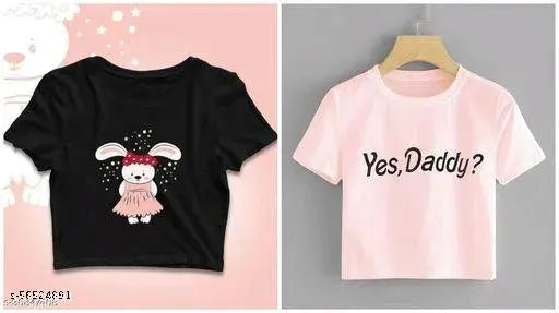 Classic cotton blend crop t-shirt set for women, printed net pattern, sizes S-XL