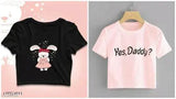 Classic cotton blend crop t-shirt set for women, printed net pattern, sizes S-XL
