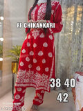 Embroidered rayon kurta and pants set with full embroidery, festival special, three-quarter sleeves on display stand