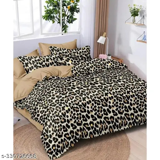 White glace cotton Hrudaya 200TC king-size double bed sheets, elastic fitted with two pillow covers for 6-inch mattresses - summer essential