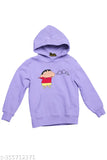 Lavender cotton hoodie with Broke Memers Ooooo (Shinchan) print, women's style and comfortable fit
