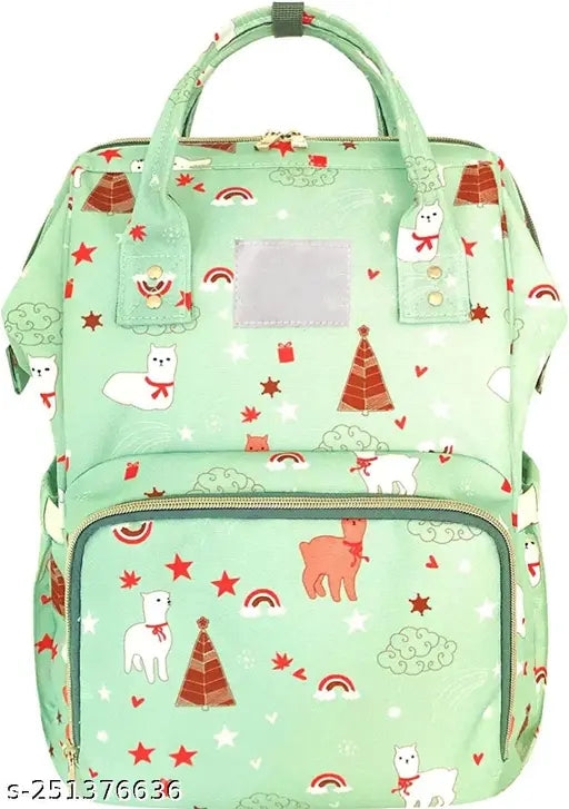 Beige polyester diaper bag for mom & baby travel, quick tissue & warm bottle pockets, easy access back zipper - 21L, 9 pockets. Stylish, durable, multi-functional traveling bag