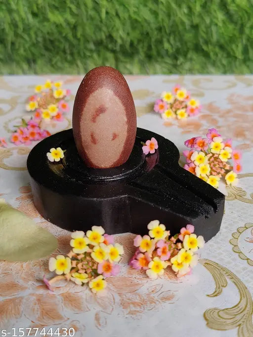 Marble Narmadeshwar shivling with Narmada Stone Jaladhari Yoni Base, authentic Indian Shiva lingam for home worship