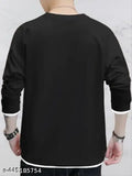 White cotton blend GUNAZ men's round neck t-shirt with piping detail, perfect for casual wear and versatile style