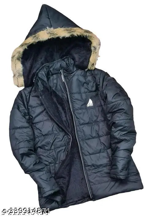 Nylon solid jacket, girls winter wear puffer style, long sleeves, 6-12 months