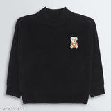 Brown acrylic kids loose fit sweater, self-design round neck with long sleeves - Knitco for toddlers and young children