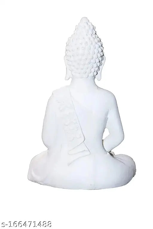 White ceramic Dhyana Mudra Sitting Buddha statue for home decor, meditation or showpiece (10-inch)