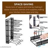 Black stainless steel 5-layer adjustable pan organizer rack stand for large kitchen utensils, 15x8x7 inches