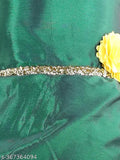 Green polyester maxi dress for kids, featuring full length shoulder straps, festive wedding design, hand-wash recommended