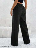 Printed cotton lycra joggers for women (India), trendy solid combo with side stripes & two pockets
