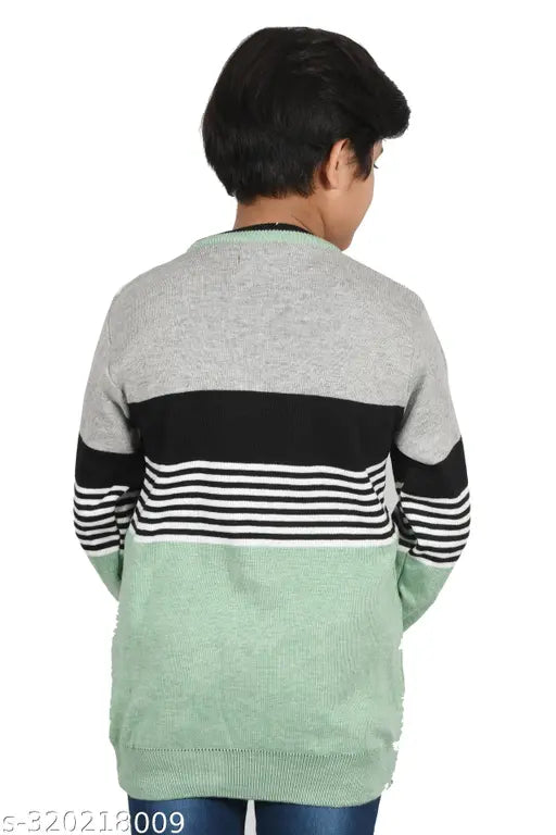 Multicolor wool pullover sweater for kids, colorblocked design by BLUSHH COLLECTION on Gillkart