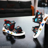 Dark blue, waterproof indoor-outdoor shoes for boys (age 1-5 years) with embellished net and Velcro fastening