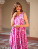 Cotton sleeveless printed Urbane Latest Women's kurta for parties or weddings - high quality rayon fabric, Indian origin
