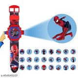 Multi-colored Kids Edition Spiderman/Babie Marvel Avengers Digital Watch with 24 Image Projection, rubber strap, red dial, round shape. Ideal for boys and girls