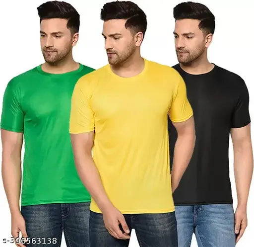Cotton blend round neck T-shirt for men, solid design in three sizes - S, M, L, XL, XXL. Premium breathable fabric for casual comfort