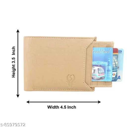 Stylish faux leather wallet with 5 compartments, textured design. Perfect for men's essentials and gift-giving. Credit, debit, visiting card pockets, currency compartment included. Made from imported leather