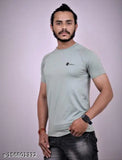 Classic glamorous men's cotton-blend short sleeve T-shirt with printed design, available in M, L, XL, XXL. Made in India