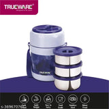 Dark Blue Stainless Steel Insulator Lunch Box with 3 Containers - Trueware Fresh Meal Plus