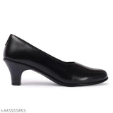 Synthetic leather, classic black low heel belly shoes - elegant, comfortable office & everyday formal pumps with soft cushioned insole and sturdy block heel, perfect for parties, weddings, or casual wear