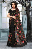 Soft net embroidered wedding saree with separate cotton blouse, heavy designer party wear festive wear, India origin