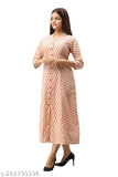 Orange striped rayon cotton blend A-line kurta, three-quarter sleeves, perfect for ethnic wear