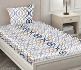 Glace cotton elastic fitted single bedsheet & pillow cover set with ethnic motifs, ideal for summer - adult use
