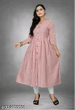 Pink striped cotton three-quarter sleeve blouse, LENNING brand, M to XXXL sizes