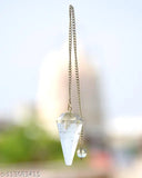 Clear Quartz Dowser Pendulum with Chain, energized by Reiki master. 100% Natural for immunity, luck, and positivity. Unisex, 10.5cm long, certified product. Crystal healing, Feng Shui, tarot reader accessory