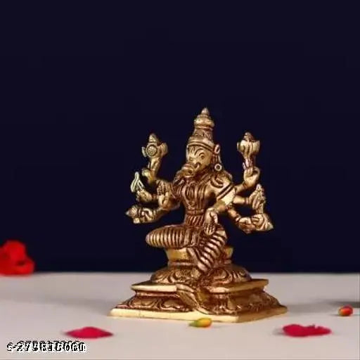 Brass Varahi Amman statue, intricately-detailed, 8cm tall, decorative Hindu god idol for home or office