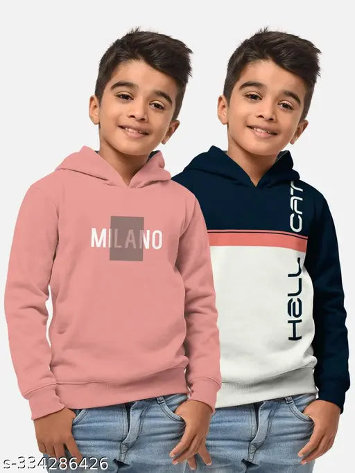 Pink cotton blend hoodie sweatshirt pack for kids aged 3-16, featuring Hellcat printed designs and ribbed sleeves & hem