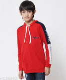Cotton blend striped hoodie for kids boys, fit N Fame brand, long sleeves and color block design, machine washable, available in various sizes from 4-5 to 15-16 years