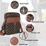 Synthetic leather men's travel bag, white-stitched crossbody messenger bag for office or outdoor use