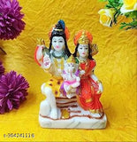 Multicolor art deco Shiv Pariwar god idols: Shiv ji murti Parwati ji Ganesh ji (10cm x 10cm x 5cm), temple or home decor for guest room, living room, office