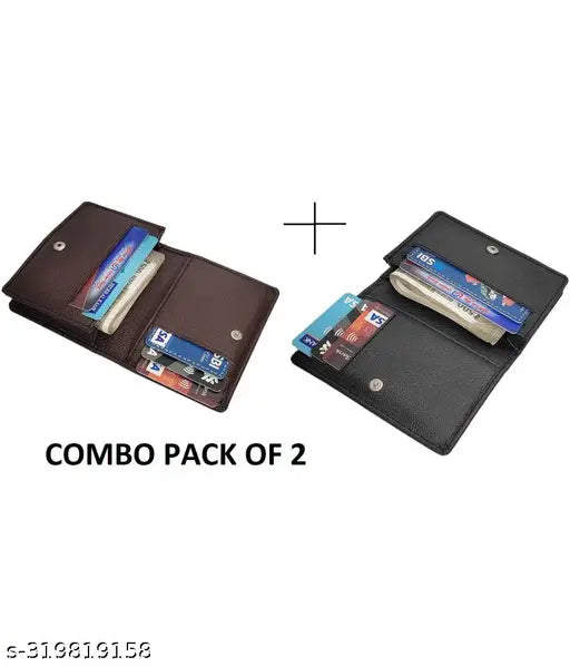 Rage Gaze PU wallet, brown and black with 1 compartment. Two pieces, free size (L: 9cm, W: 4cm). Indian-made accessory