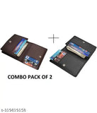 Rage Gaze PU wallet, brown and black with 1 compartment. Two pieces, free size (L: 9cm, W: 4cm). Indian-made accessory